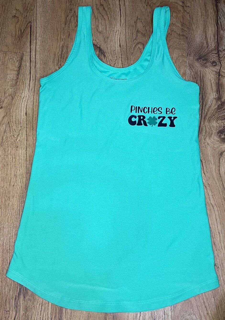 Women's NOBO No Boundaries Size Small Green Tank Top "Pinches Be Crazy"